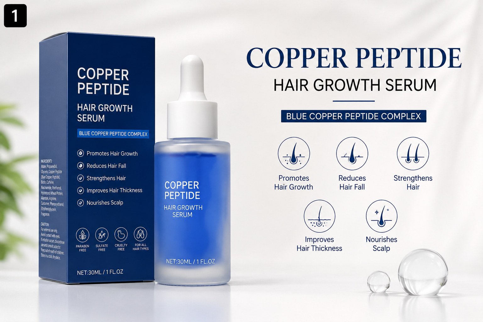 Hair Growth Serum with Blue Copper Peptide